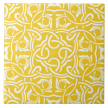 Yellow &white elegant intricate floral pattern