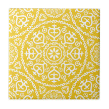 Yellow &white elegant intricate geometric pattern