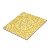 Yellow &white elegant intricate geometric pattern tegeltje (Zijkant)