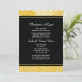 Yellow White Floral College Trunk Party Invitation Kaart (Staand voorkant)