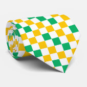 Yellow White Green Checkered Design  Stropdas (Opgerold)