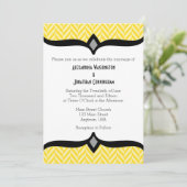 Yellow White Herringbone Wedding Invitation Kaart (Staand voorkant)