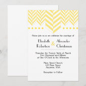 Yellow White Herringbone Wedding Invitation Kaart (Voorkant / Achterkant)