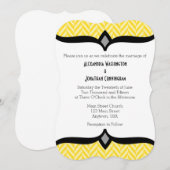 Yellow White Herringbone Wedding Invitation Kaart (Voorkant / Achterkant)
