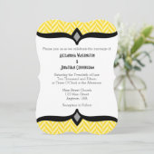 Yellow White Herringbone Wedding Invitation Kaart (Staand voorkant)