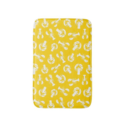 Yellow White Lobster Pattern Badmat (Voorkant Verticaal)