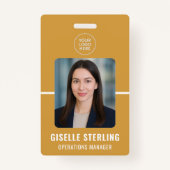 Yellow White Personalized Employee ID Card Badge (Voorkant)