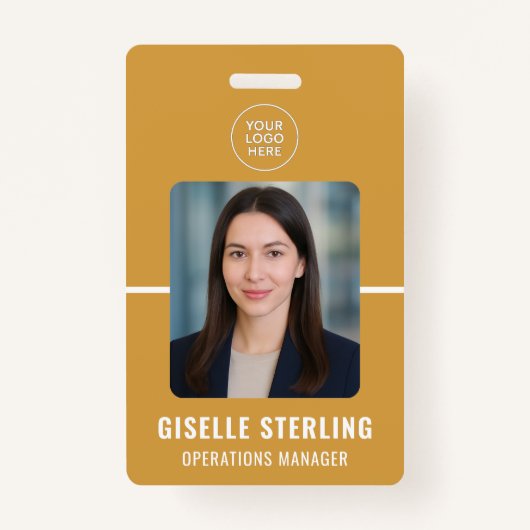 Yellow White Personalized Employee ID Card Badge (Voorkant)