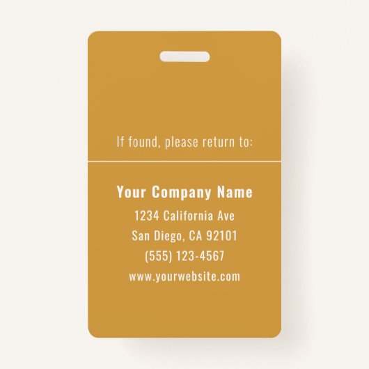 Yellow White Personalized Employee ID Card Badge (Achterkant)