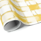 Yellow White Plaid Stripes Birthday Cadeaupapier (Rol Hoek)