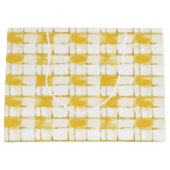Yellow White Plaid Stripes Birthday Groot Cadeauzakje (Voorkant)