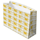 Yellow White Plaid Stripes Birthday Groot Cadeauzakje (Achterkant Gekanteld)