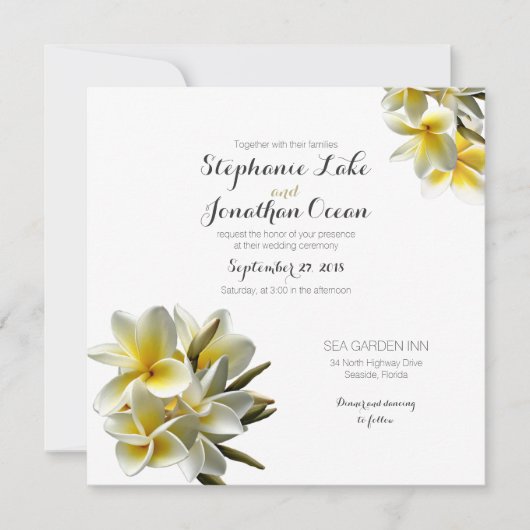 Yellow White Plumeria Hawaiian Wedding Kaart (Voorkant)