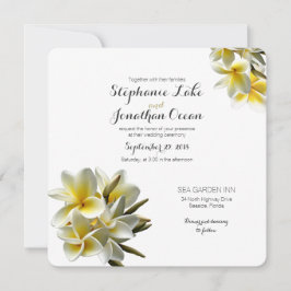 Yellow White Plumeria Hawaiian Wedding Kaart