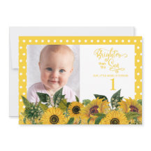 Yellow White Polka Dots Sunflower First Birthday