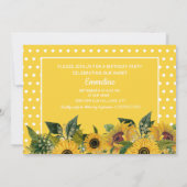 Yellow White Polka Dots Sunflower First Birthday Kaart (Achterkant)