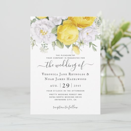 Yellow White Ranunculus Florals Kaart (Staand voorkant)