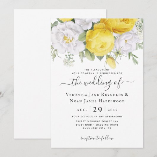 Yellow White Ranunculus Florals Kaart (Voorkant / Achterkant)