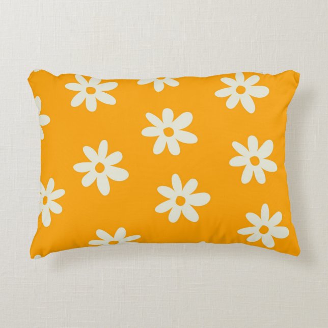 Yellow White Retro Y2K ventilatorpatroon Accent Kussen (Voorkant)