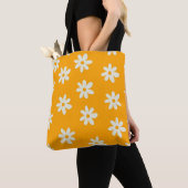 Yellow White Retro Y2K ventilatorpatroon Tote Bag (Dichtbij)