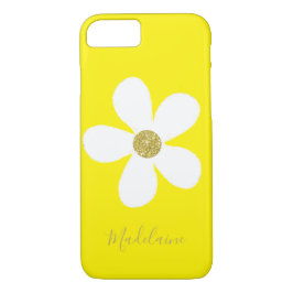 Yellow White Simple Daisy Gold Personal iPhone 8/7 Hoesje