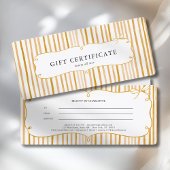 Yellow White Stripe Vintage Bow Gift Certificate