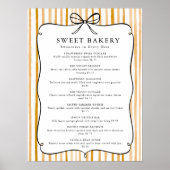 Yellow White Stripe Vintage Bow Price List Poster (Voorkant)