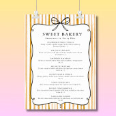 Yellow White Stripe Vintage Bow Price List Poster