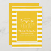 Yellow White Striped 100th Birthday Party Kaart (Voorkant / Achterkant)