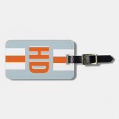 yellow & white striped Shadow Monogram retro party Bagagelabel (Voorkant horizontaal)