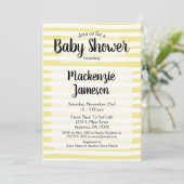 Yellow White Stripes Baby shower Invitation Kaart (Staand voorkant)