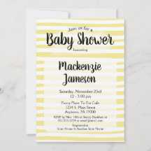 Yellow White Stripes Baby shower Invitation