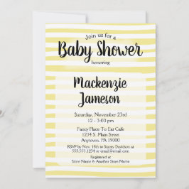 Yellow White Stripes Baby shower Invitation Kaart