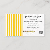 Yellow White Stripes, QR Code & Social Media Icons Visitekaartje (Voorkant)