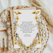 Yellow Wildflower Baby shower dank u kaart