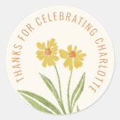 Yellow Wildflower Bedankt voor het vieren Ronde Sticker (Voorkant)
