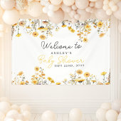 Yellow Wildflower Boho Baby shower Welkom Spandoek