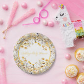 Yellow Wildflower Boho gepersonaliseerd Baby showe Papieren Bordje (Feest)