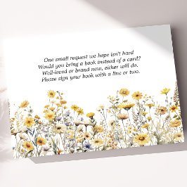 Yellow Wildflower Boho Waterverf boeken voor Baby Informatiekaartje