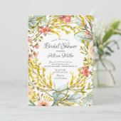 Yellow Wildflower Bruids Douche Uitnodiging (Staand voorkant)