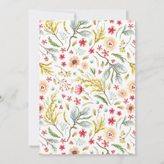 Yellow Wildflower Bruids Douche Uitnodiging (Achterkant)