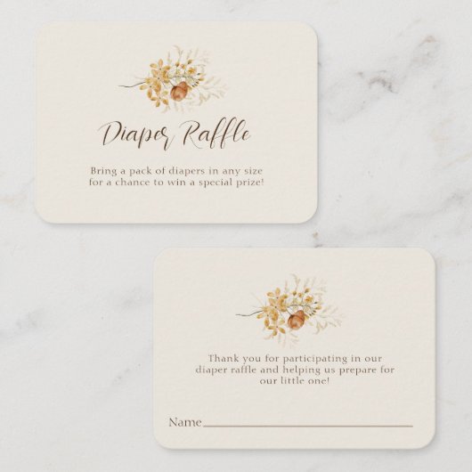 Yellow Wildflower Butterfly Baby shower Behuizing Informatiekaartje (Voorkant / Achterkant)