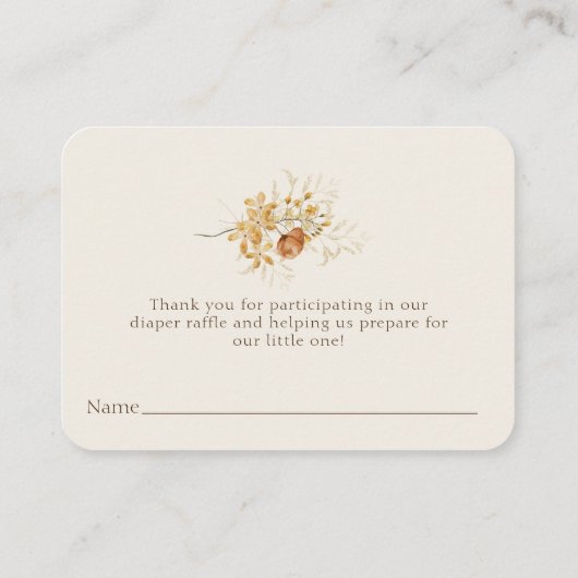 Yellow Wildflower Butterfly Baby shower Behuizing Informatiekaartje (Achterkant)