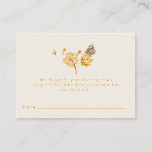 Yellow Wildflower Butterfly Baby shower Behuizing Informatiekaartje (Achterkant)