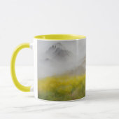 Yellow Wildflower Field Foggy Mountains Art Mok (Links)