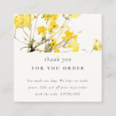 Yellow Wildflower Floral dank u bestelling Vierkante Visitekaartje (Voorkant)