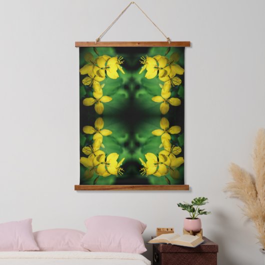 Yellow Wildflower Geranium Abstract Hangend Wandkleed (Slaapkamer)