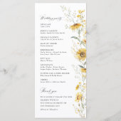 Yellow Wildflower Sunflower Wedding Ceremony Programmakaart (Achterkant)