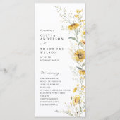 Yellow Wildflower Sunflower Wedding Ceremony Programmakaart (Voorkant)