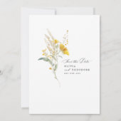 Yellow Wildflower Sunflower Wedding Save The Date (Achterkant)
